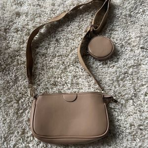 tan crossbody with mini purse